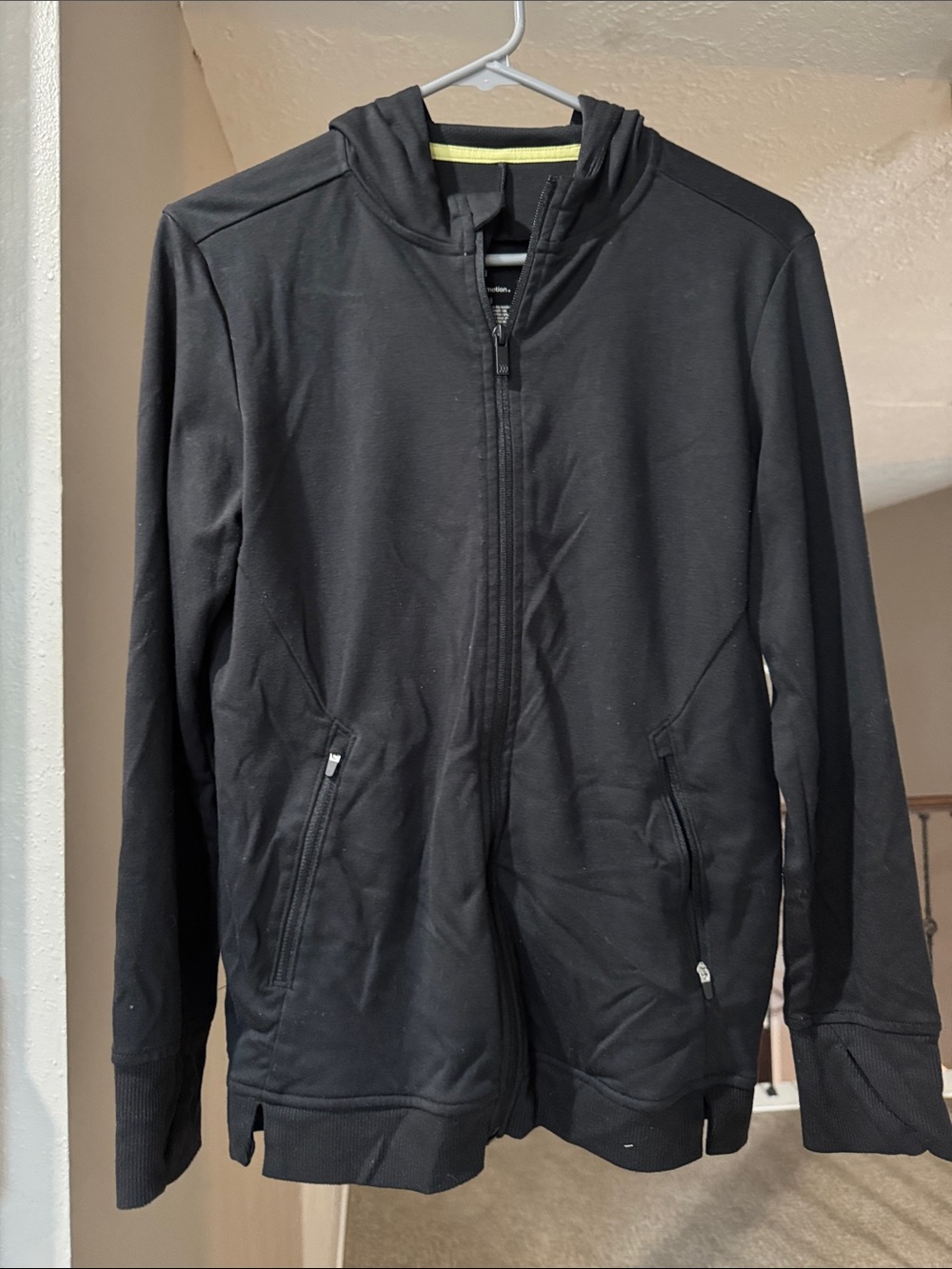 all in motion Black Full-Zip Hoodie with Lime Accent